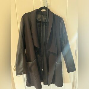 Dynamite Black Coat with Leather Details